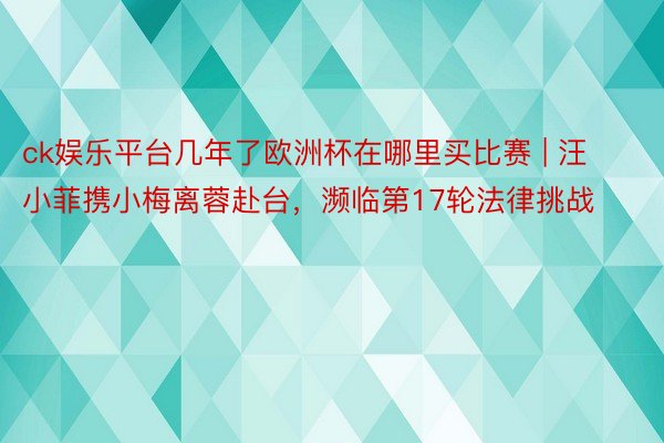 ck娱乐平台几年了欧洲杯在哪里买比赛 | 汪小菲携小梅离蓉赴台，濒临第17轮法律挑战