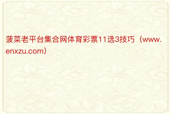 菠菜老平台集合网体育彩票11选3技巧（www.enxzu.com）