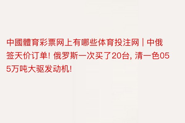 中國體育彩票网上有哪些体育投注网 | 中俄签天价订单! 俄罗斯一次买了20台, 清一色055万吨大驱发动机!