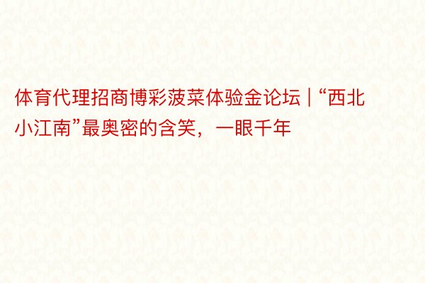 体育代理招商博彩菠菜体验金论坛 | “西北小江南”最奥密的含笑，一眼千年